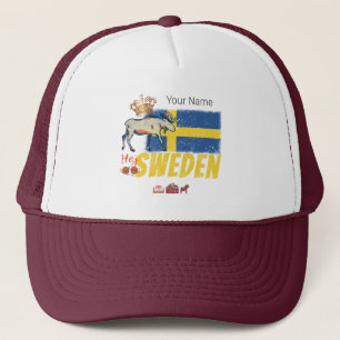 Zweden Vlag Retro Moose Vakantie Souvenir Trucker Pet
