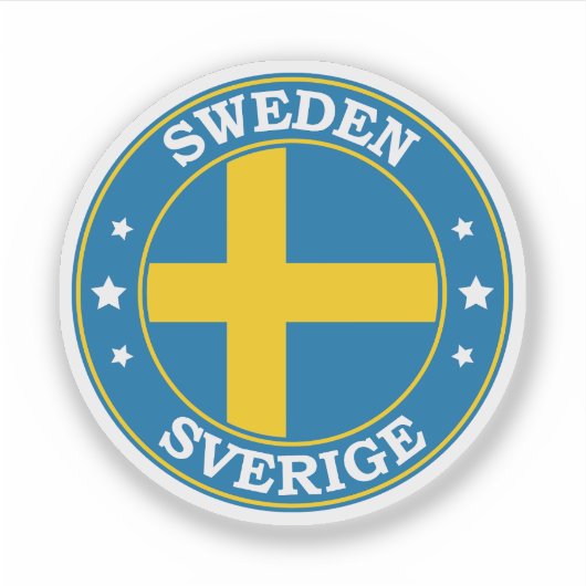 Zweden Vlag Ronde Cirkel Embleem Sticker (Voorkant)