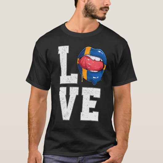 Zweden Vlag Voetbal Fan Love Zweed T-shirt (Voorkant)