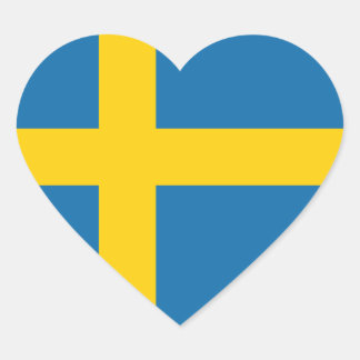Zweden Vlag x20 stickers zweedse hartvormige vlag