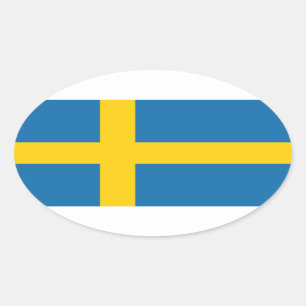 Zweden Vlag x20 stickers zweedse ovale vorm vlag