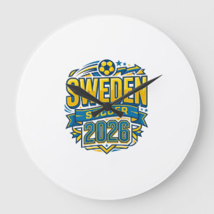 Zweden Voetbal 2026 Voetbal Vet Land Typografie  Grote Klok
