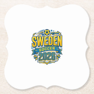 Zweden Voetbal 2026 Voetbal Vet Land Typografie  Kartonnen Onderzetters