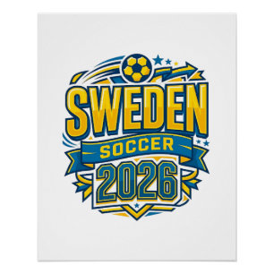 Zweden Voetbal 2026 Voetbal Vet Land Typografie Perfect Poster