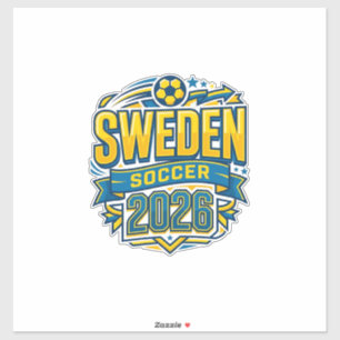 Zweden Voetbal 2026 Voetbal Vet Land Typografie Sticker