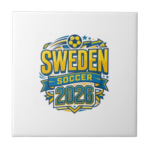 Zweden Voetbal 2026 Voetbal Vet Land Typografie  Tegeltje