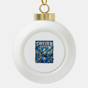 Zweden Voetbal Skelet Aanvaller Naties Poster Stij Keramische Bal Ornament