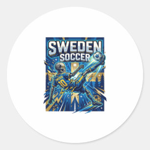 Zweden Voetbal Skelet Aanvaller Naties Poster Stij Ronde Sticker