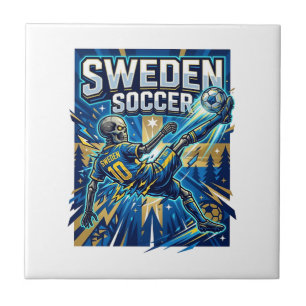 Zweden Voetbal Skelet Aanvaller Naties Poster Stij Tegeltje