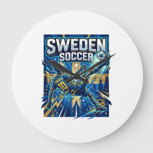 Zweden Voetbal Skelet Spits Landen Poster Stijl Grote Klok