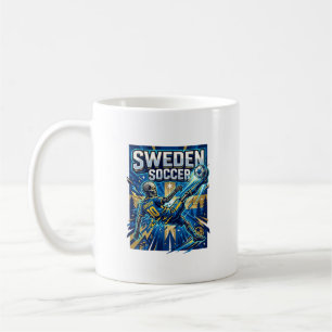 Zweden Voetbal Skelet Spits Landen Poster Stijl Koffiemok