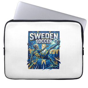 Zweden Voetbal Skelet Spits Landen Poster Stijl Laptop Sleeve