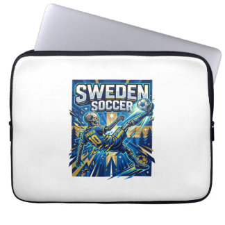 Zweden Voetbal Skelet Spits Landen Poster Stijl Laptop Sleeve