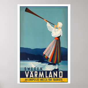 Zweden voor toeristen vintage reisposter - ingelij poster