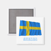Zweden Wavevlag met naam Magneet (Voorkant / Achterkant)