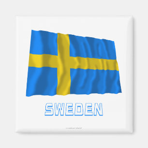 Zweden Wavevlag met naam Magneet