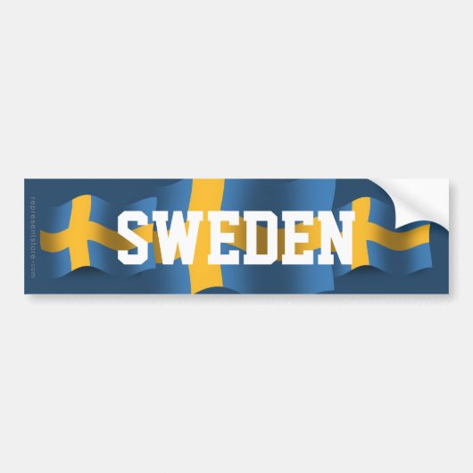 Zweden Waving Flag Bumpersticker (Voorkant)