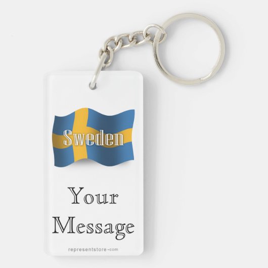 Zweden Waving Flag Sleutelhanger (achterkant)