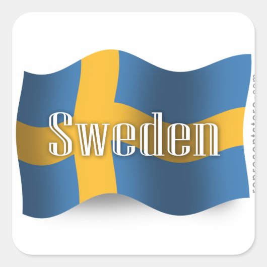 Zweden Waving Flag Vierkante Sticker (Voorkant)