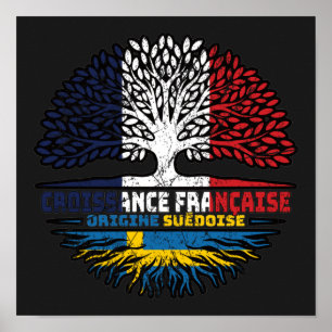 Zweden Zweden - Franse boomrootenvlag Poster