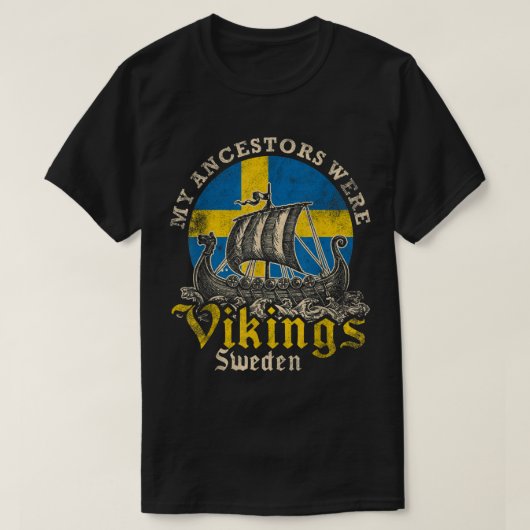 Zweden Zweed Viking Ship Flag T-shirt (Design voorkant)