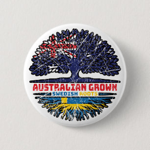 Zweden Zweeds Australische Australië Boomwortels Ronde Button 5,7 Cm