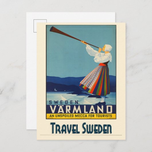 Zweden Zweeds Poster voor reizen Briefkaart (Voorkant / Achterkant)