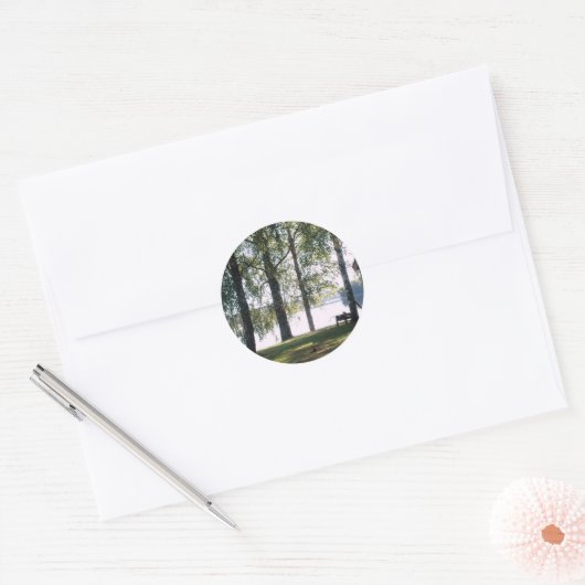 Zweden: Zweeds zomerlandschap Ronde Sticker (Envelop)