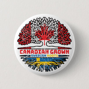 Zweden Zweedse Canadese vlag voor boomstammen Ronde Button 5,7 Cm