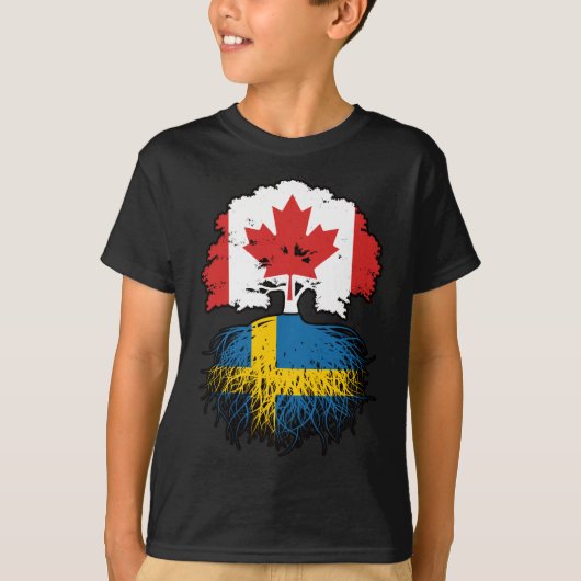 Zweden Zweedse Canadese vlag voor boomstammen T-shirt (Voorkant)