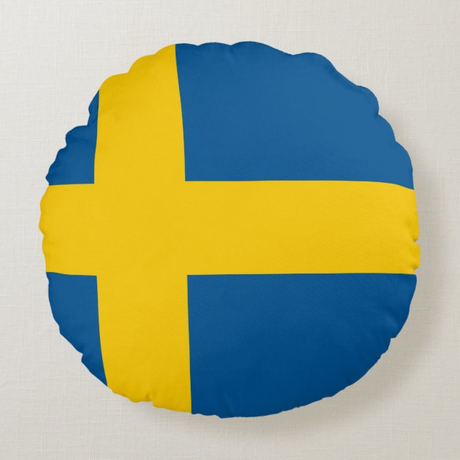 Zweden (Zweedse vlag) Rond Kussen (Voorkant)