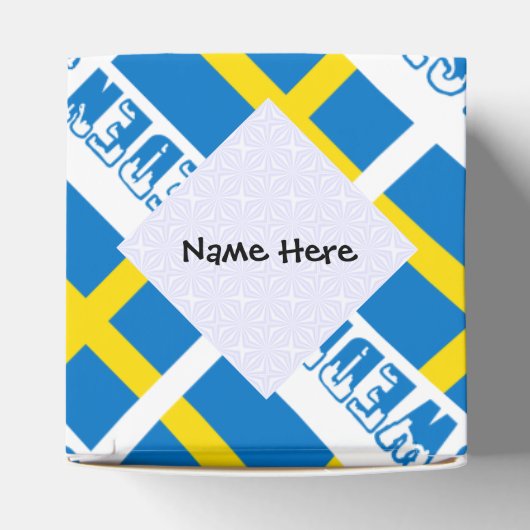 Zweden Zweedse vlag Zwarte Tegels Personalisatie Bedankdoosjes (Bovenkant)