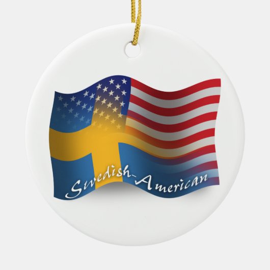 Zweeds-Amerikaanse golfvlag Keramisch Ornament (Voorkant)