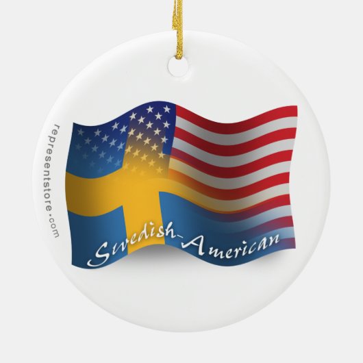 Zweeds-Amerikaanse golfvlag Keramisch Ornament (Achterkant)