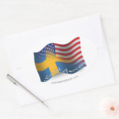 Zweeds-Amerikaanse golfvlag Ovale Sticker (Envelop)