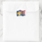Zweeds-Amerikaanse golfvlag Ronde Sticker (Tas)