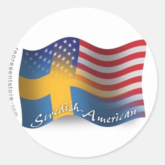 Zweeds-Amerikaanse golfvlag Ronde Sticker (Voorkant)