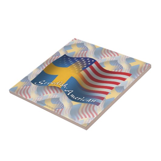 Zweeds-Amerikaanse golfvlag Tegeltje (Zijkant)