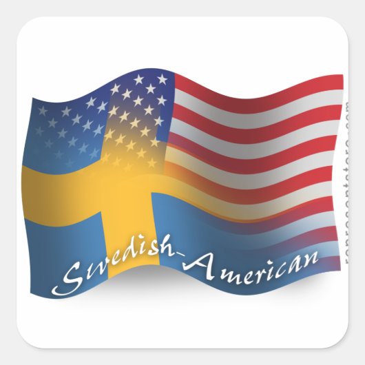 Zweeds-Amerikaanse golfvlag Vierkante Sticker (Voorkant)