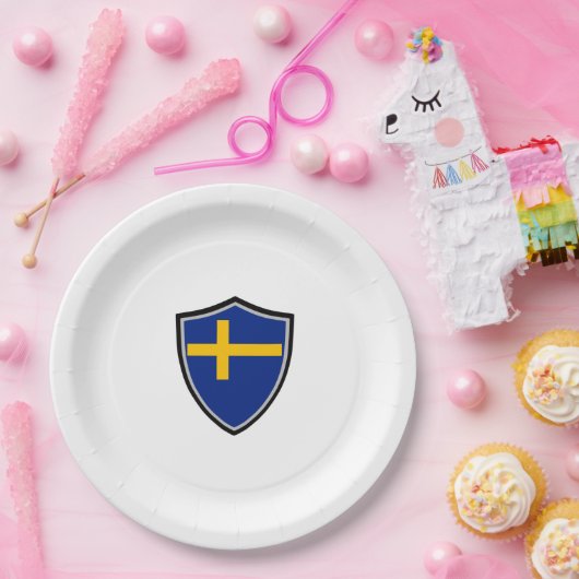 Zweeds bord onder schildvlag (Feest)