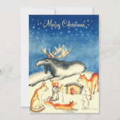 Zweeds  bos donkerblauw vrolijk kerstfeest feestdagenkaart (Voorkant)