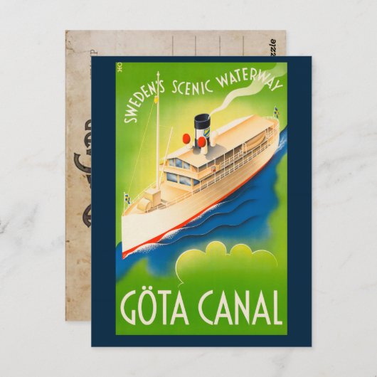 Zweeds Briefkaart voor Scheepvaart (Voorkant / Achterkant)