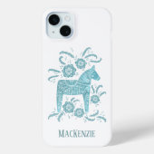 Zweeds Dala Horse - Aangepast Blauwgroen Case-Mate iPhone Case (Achterkant)