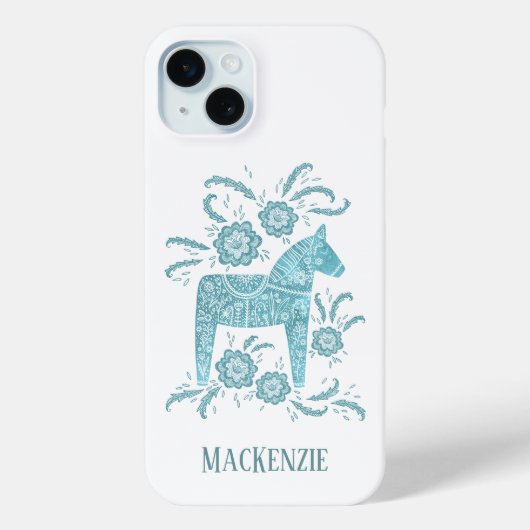 Zweeds Dala Horse - Aangepast Blauwgroen Case-Mate iPhone Case (Achterkant)