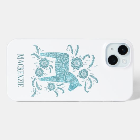 Zweeds Dala Horse - Aangepast Blauwgroen Case-Mate iPhone Case (Achterkant (horizontaal))