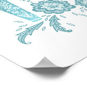 Zweeds Dala Horse Blauwgroen Art Poster (Hoek)