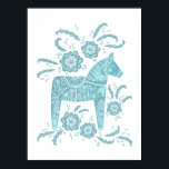 Zweeds Dala Horse Blauwgroen Art Poster<br><div class="desc">Een traditioneel Zweeds schilderij van Dala Horse in blauwgroen groen en wit. Ideaal voor Vikingen en paard- en pony-liefhebbers.</div>