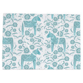 Zweeds Dala Horse Blauwgroen en White Groot Cadeauzakje (Achterkant)