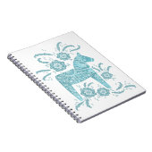 Zweeds Dala Horse Blauwgroen en White Notitieboek (Rechterzijde)