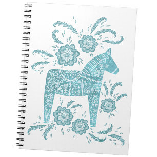 Zweeds Dala Horse Blauwgroen en White Notitieboek